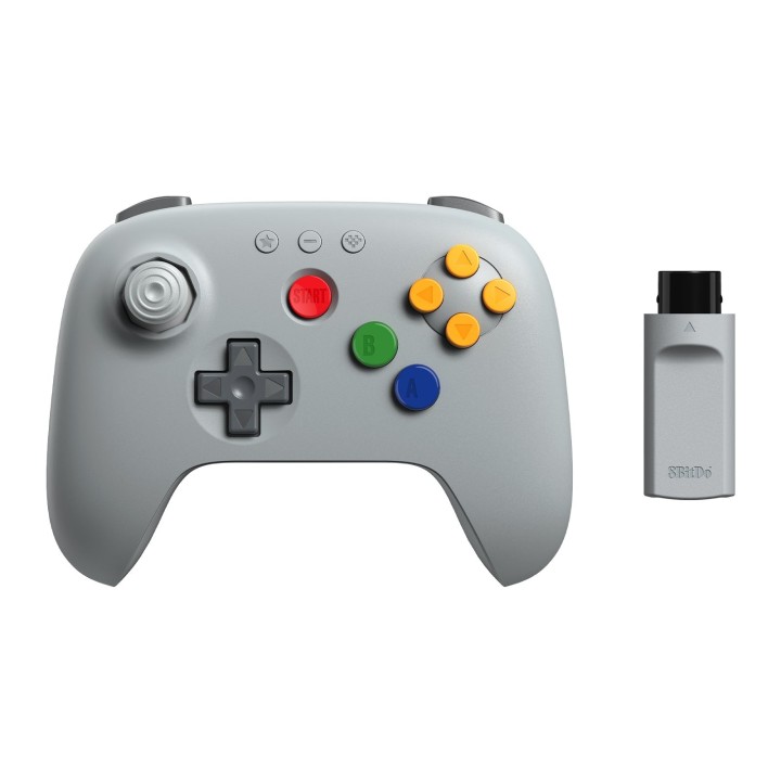 8BitDo 64 – manette sans fil 2,4 GHz pour console N64, Gris Classic