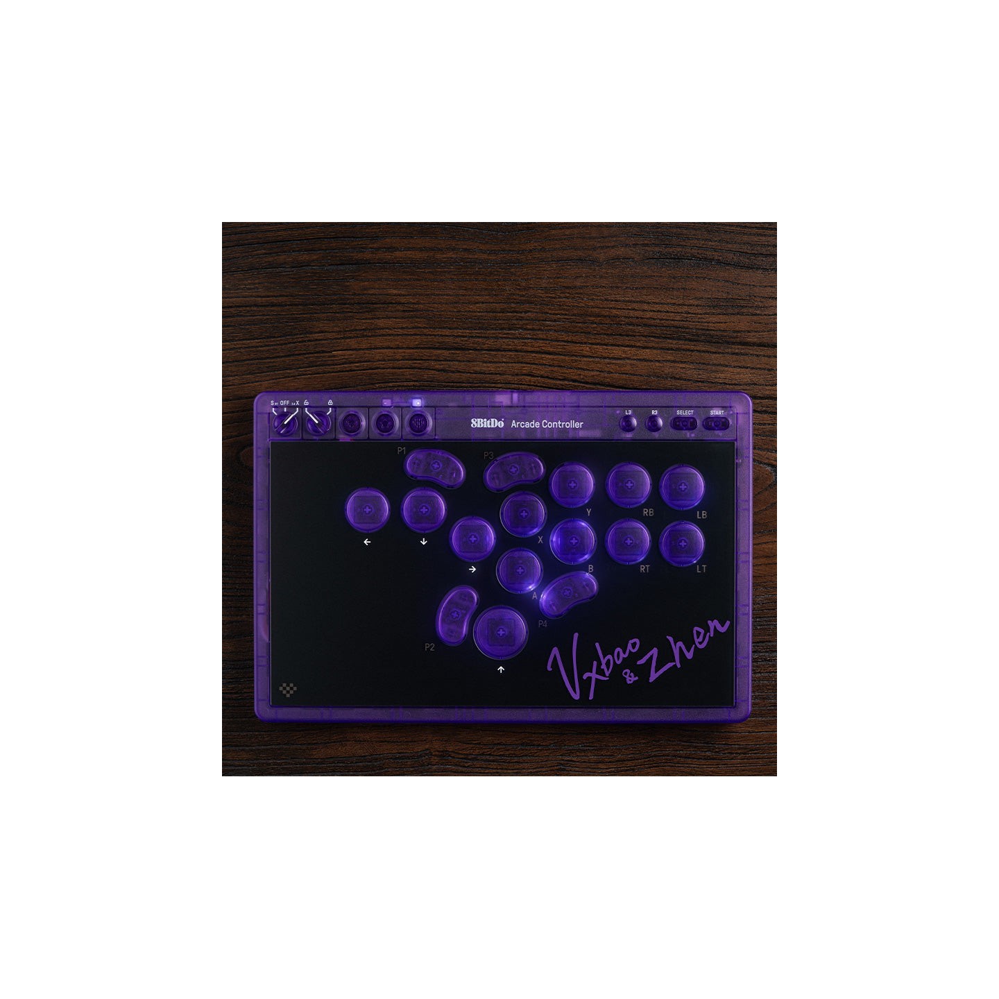 8BitDo Arcade Controller – contrôleur d'arcade, édition Signature Transparent Purple