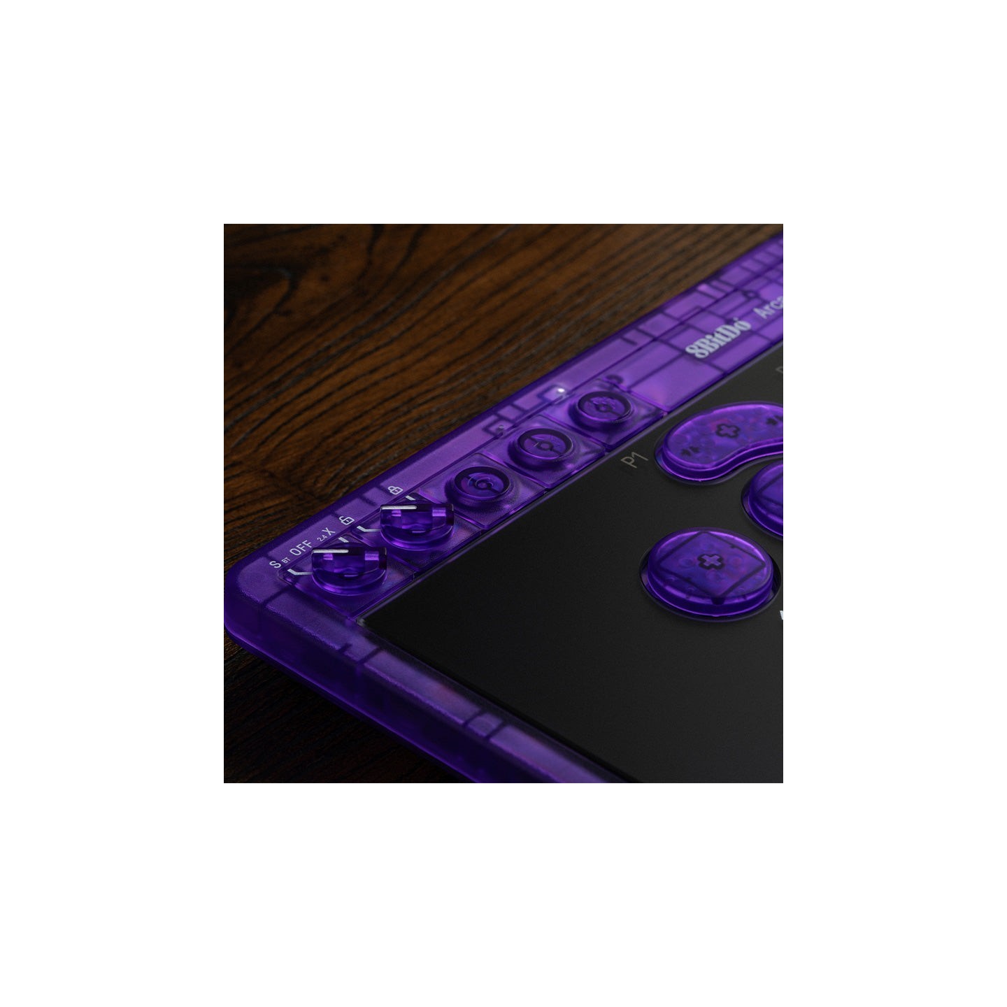 8BitDo Arcade Controller – contrôleur d'arcade, édition Signature Transparent Purple