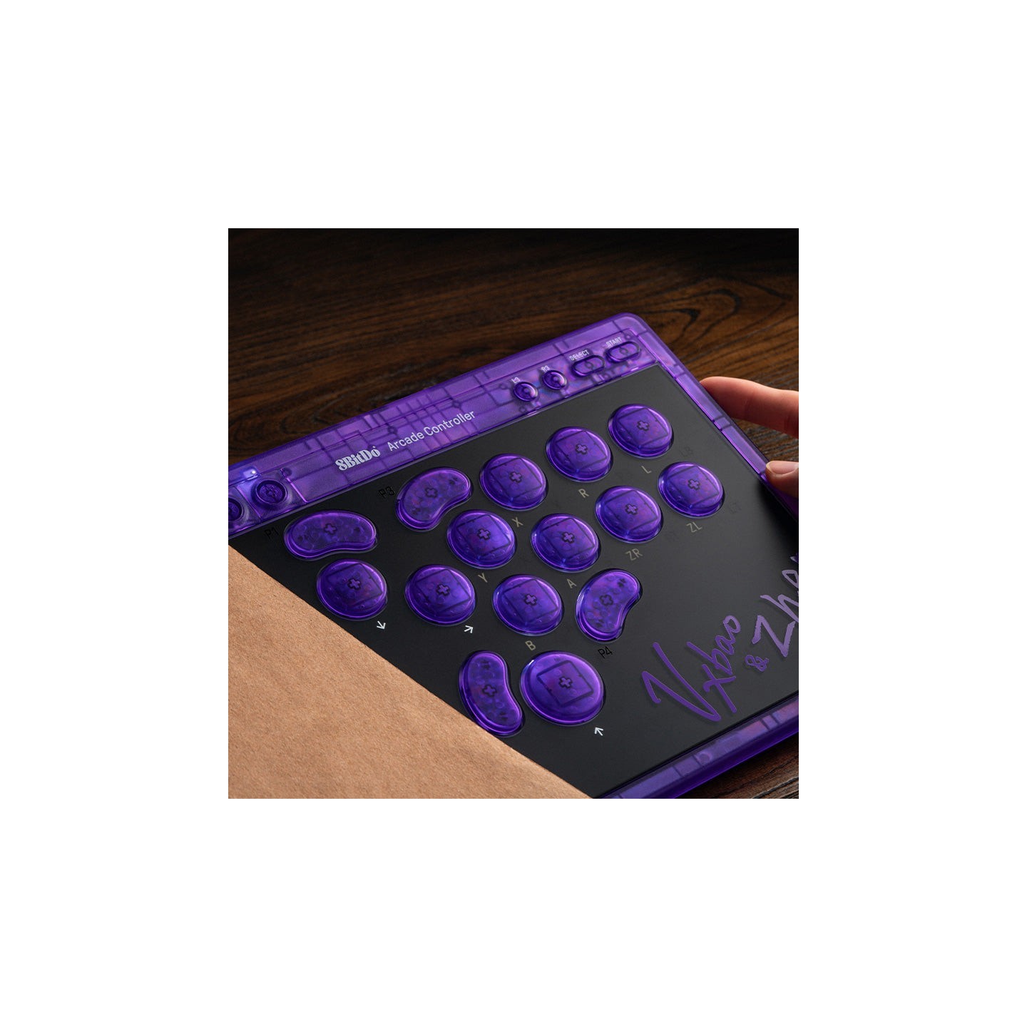 8BitDo Arcade Controller – contrôleur d'arcade, édition Signature Transparent Purple