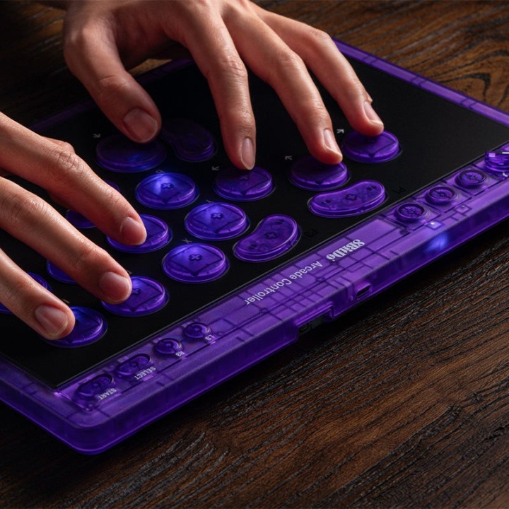 8BitDo Arcade Controller – contrôleur d'arcade, édition Signature Transparent Purple