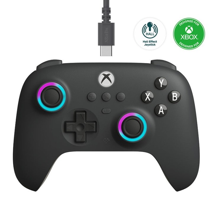 8BitDo Ultimate C Wired – manette filaire pour Xbox et Windows avec Fire Ring RGB