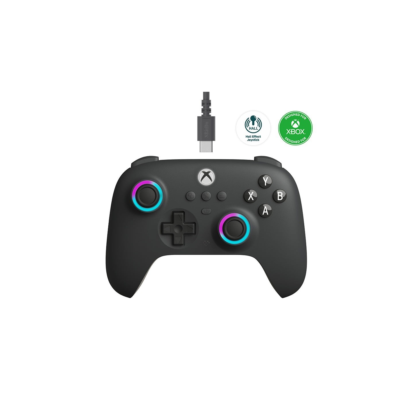8BitDo Ultimate C Wired – manette filaire pour Xbox et Windows avec Fire Ring RGB