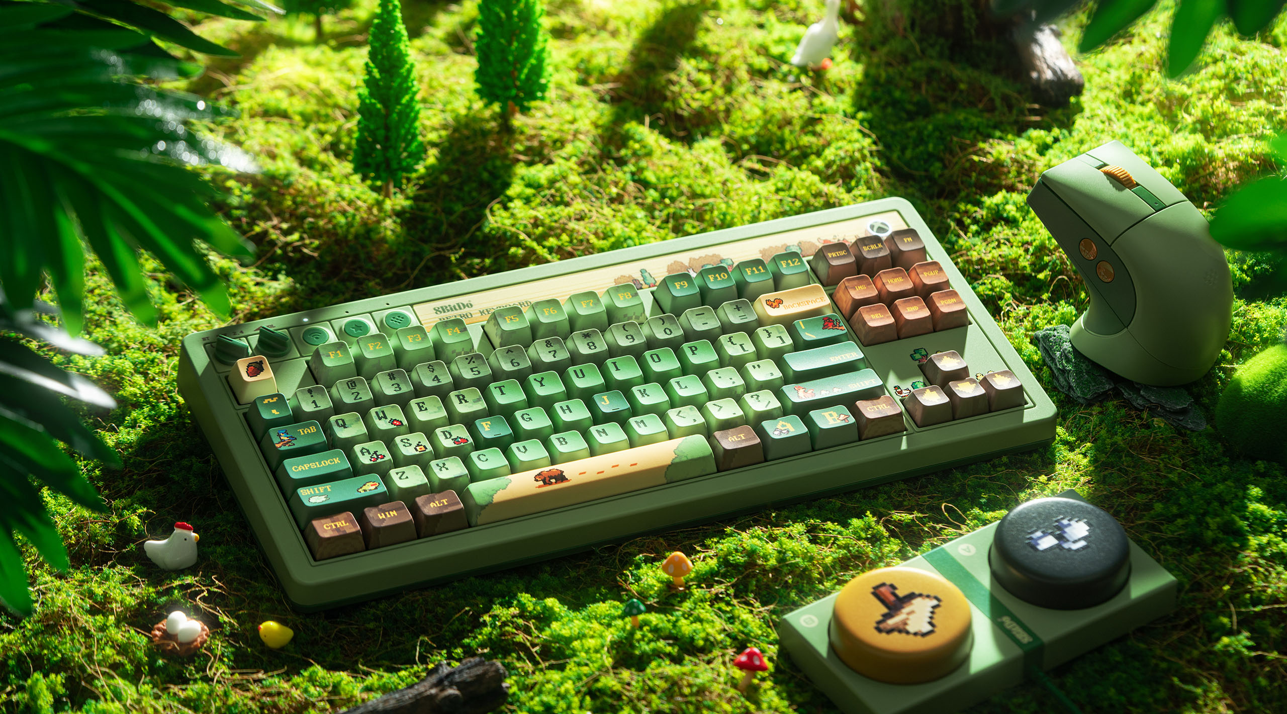 Clavier mécanique Retro 87 et souris Retro R8 – Forest Wonder